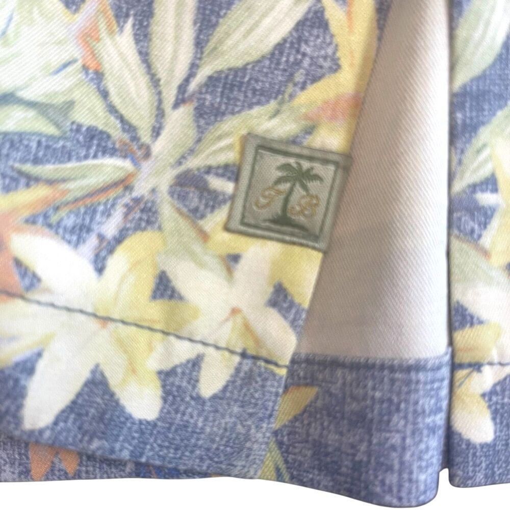 Tommy Bahama XL Mens 100% Silk Hawaiian Shirt Button Up Blue Floral Resort Camp - Picture 6 of 14